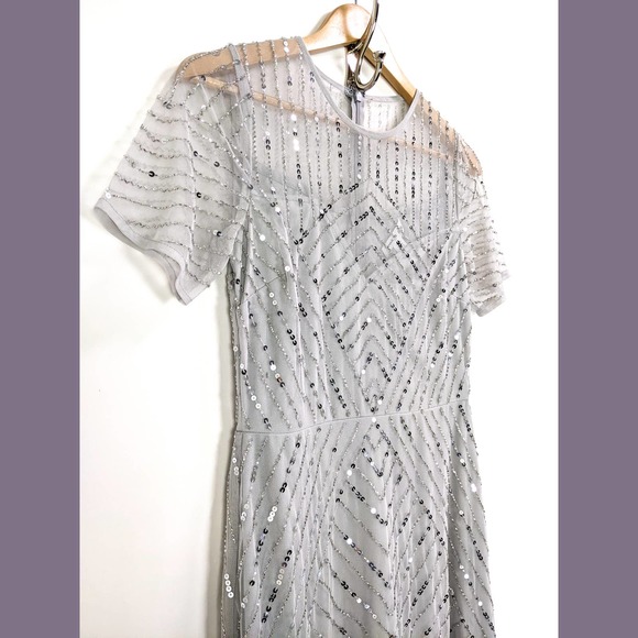 Frock and Frill Size 4 Bridesmaid Short Sleeve Maxi Gown Dress In Light Gray - Picture 5 of 12